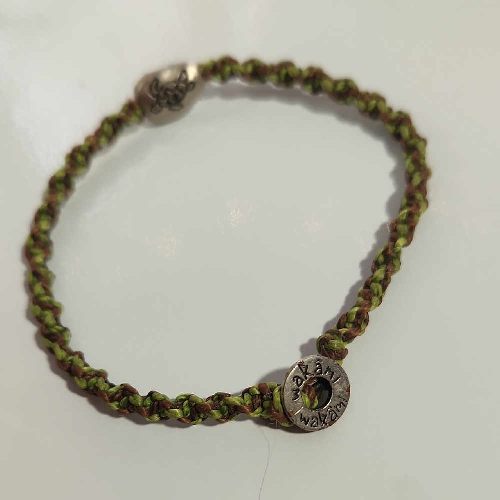 Wakami Handmade Green Brown Braided Bracelet